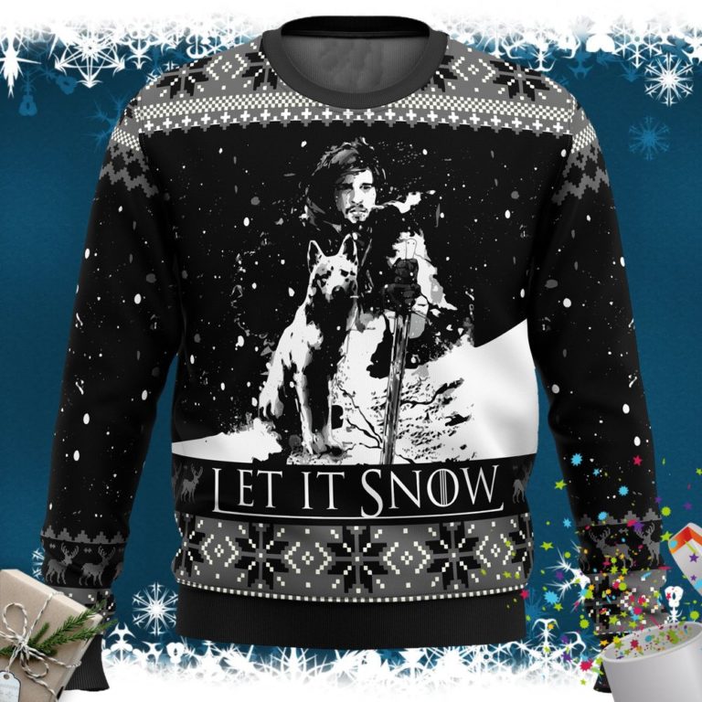 Game of Thrones Let It Snow Black and White Ugly Christmas Sweater