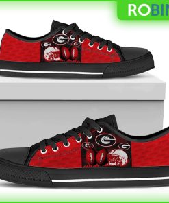 Georgia Bulldogs NCAA Football Helmet Canvas Low Top Shoes Georgia Bulldogs NCAA Football Helmet Canvas Low Top Shoes