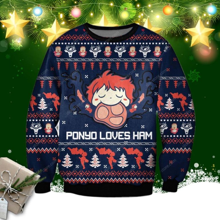 Ghibli Studio Ponyo 3d Print Ugly Christmas Sweatshirt