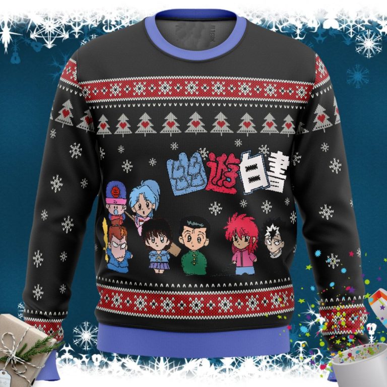 Ghost Fighter Yu Yu Hakusho Chibis Ugly Christmas Sweater