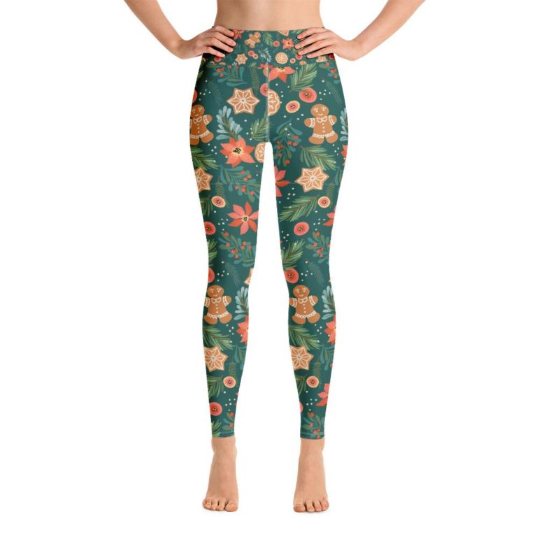 Gingerbread Leggings, Christmas Cookies Printed High Waisted Tights