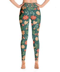 Gingerbread Leggings, Christmas Cookies Printed High Waisted Tights Gingerbread Leggings, Christmas Cookies Printed High Waisted Tights