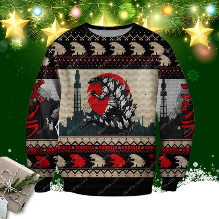 Godzilla Knitting Pattern 3d Print Ugly Christmas Sweater