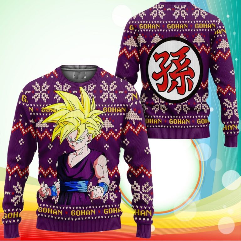 Gohan SJJ Ugly Christmas Sweater Anime Dragon Ball Xmas Gifts