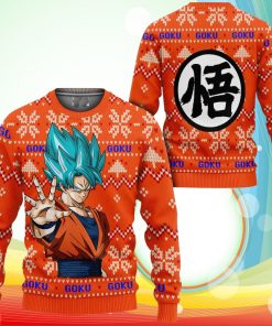 Goku Blue Ugly Christmas Sweater Anime Dragon Ball Xmas Gifts