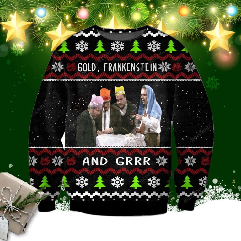 Gold Frankenstein And Grr Knitting Pattern 3d Print Ugly Sweater