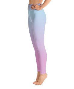 Gradient Ombre Pastel Blue Pink Leggings, High Waisted Tights Gradient Ombre Pastel Blue Pink Leggings, High Waisted Tights
