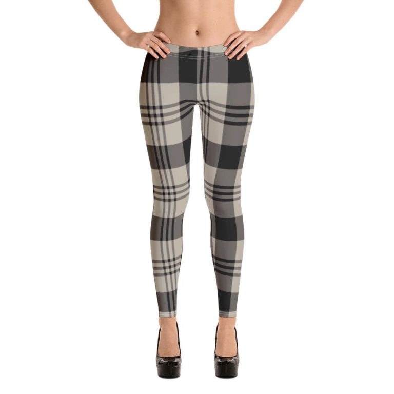 Grey Cream Plaid High Waisted Leggings