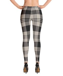 Grey Cream Plaid High Waisted Leggings Grey Cream Plaid High Waisted Leggings
