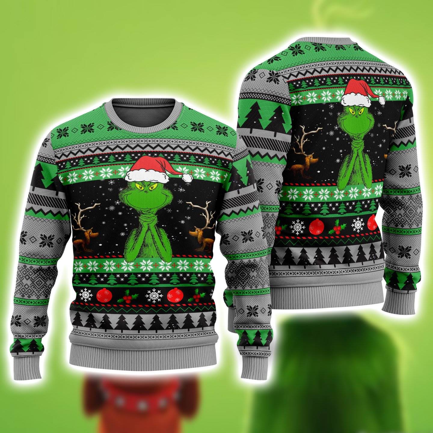 Grinch 3D Printed Ugly Christmas Sweatshirt - RobinPlaceFabrics