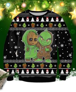 Groot And Grinch Funny Knitting Pattern 3d Print Ugly Sweater
