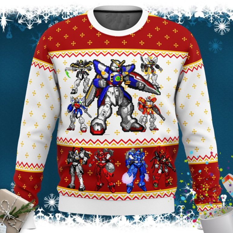 Gundam Wing Sprites Ugly Christmas Sweater