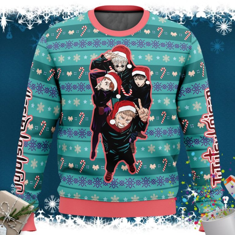 Happy Dub Cast Jujutsu Kaisen Ugly Christmas Sweater