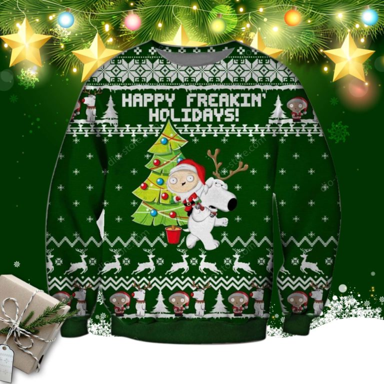 Happy Freakin Holidays Knitting Pattern 3d Print Ugly Christmas Sweater