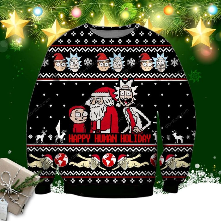 Happy Human Holiday Knitting Pattern 3d Print Ugly Christmas Sweater