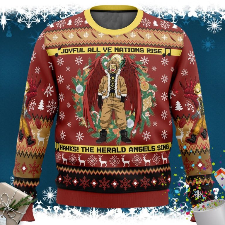 Hawks Singing Christmas Song My Hero Academia Ugly Christmas Sweater