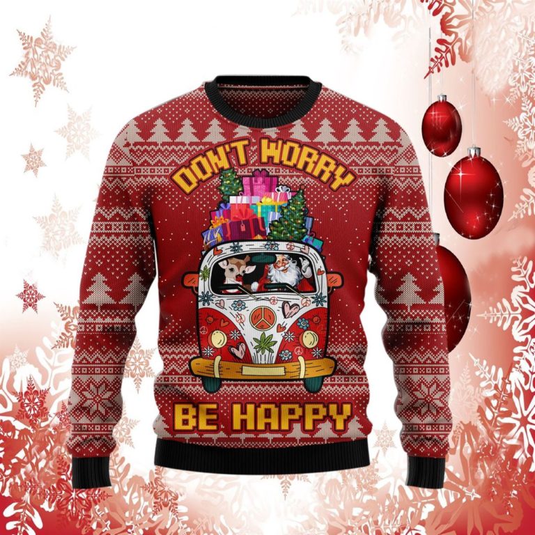 Hippie Car Christmas Ugly Sweater