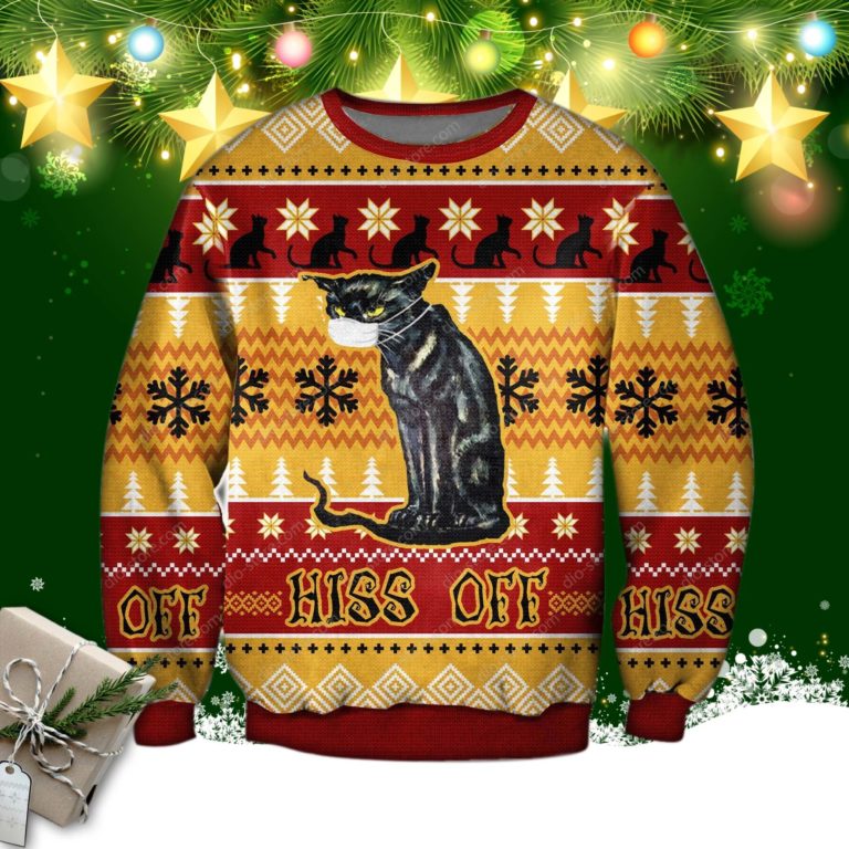 Hiss Off Cat Ugly Christmas Sweater, Sweatshirt