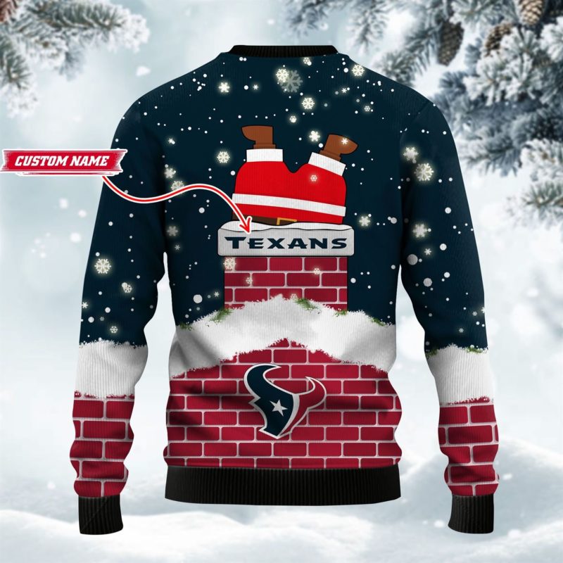 Houston Texans Football Santa Claus 3D Ugly Christmas Sweater