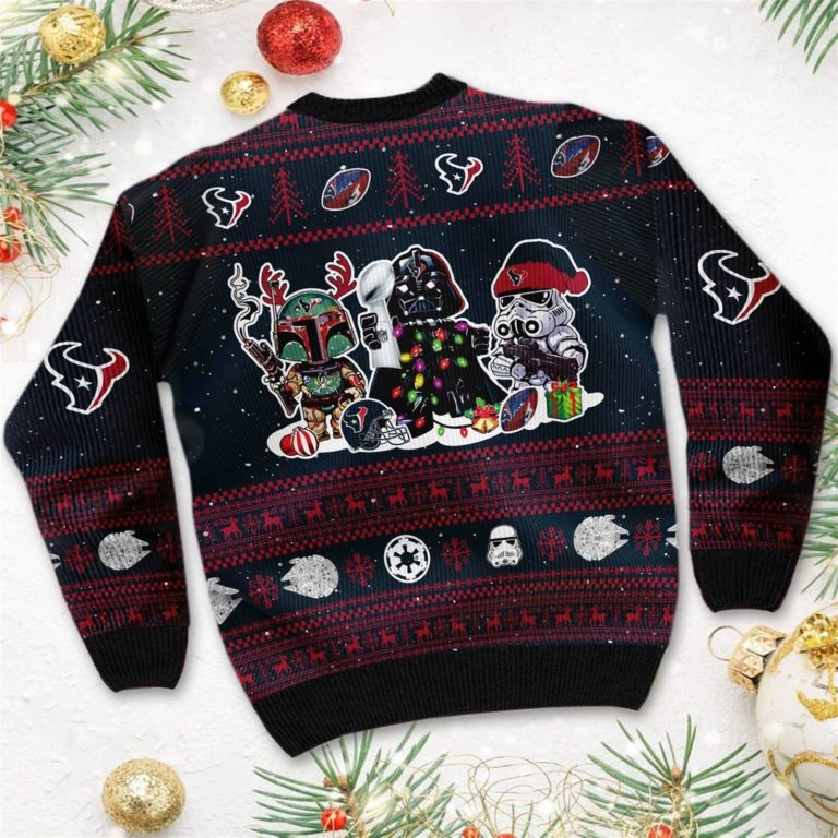 Houston Texans Star Wars Ugly Christmas Sweater Darth Vader Boba Fett Stormtrooper
