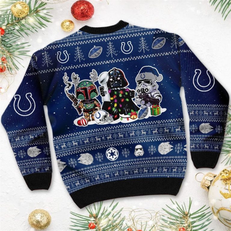 Indianapolis Colts Star Wars Ugly Christmas Sweater Darth Vader Boba Fett Stormtrooper