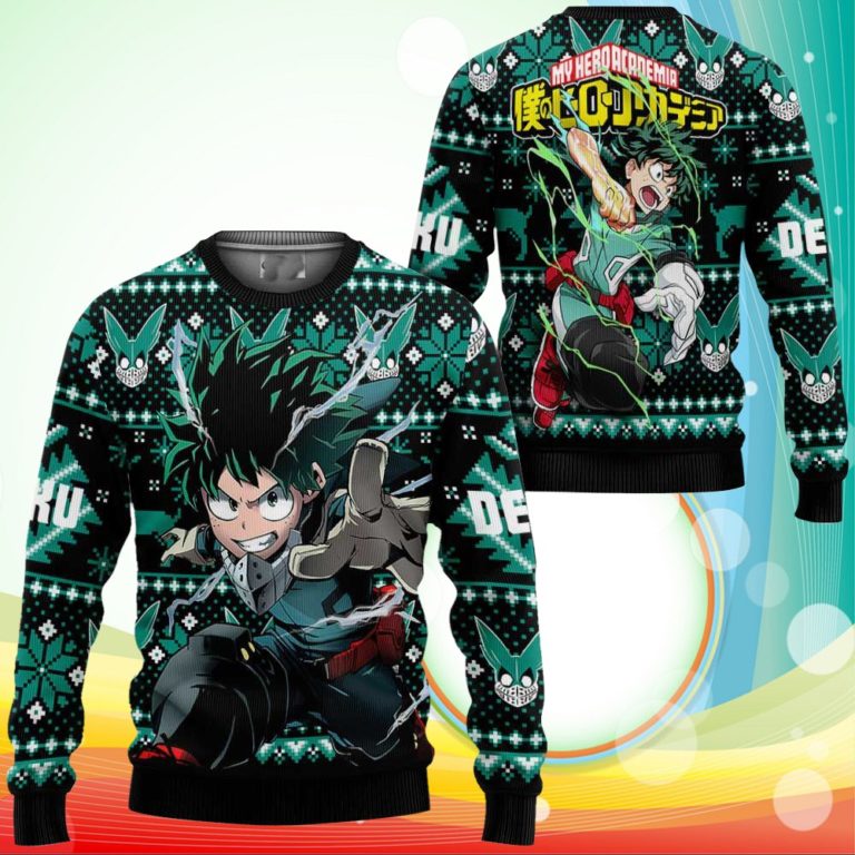 Izuku Midoriya Ugly Christmas Sweater Anime My Hero Academia Xmas Gifts