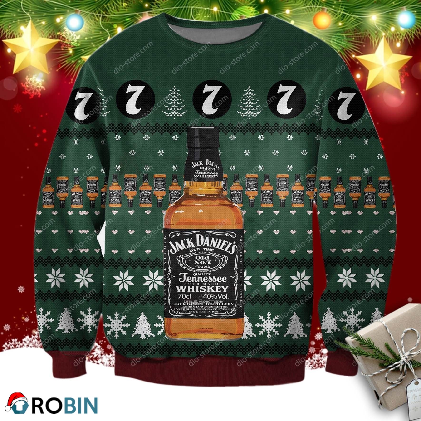 Jack Daniel's Tennessee Whiskey Knitting Pattern Ugly Christmas Sweater