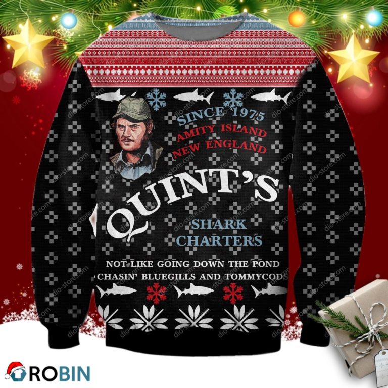 Jaws Knitting Pattern 3d Print Ugly Christmas Sweatshirt