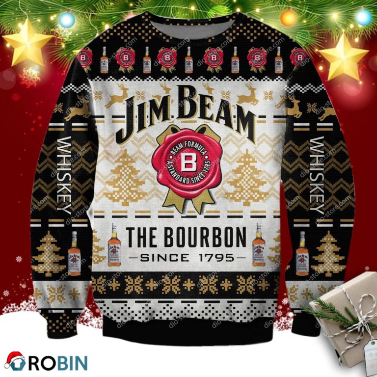 Jim Beam The Bourbon Since 1795 Ugly Christmas Sweater