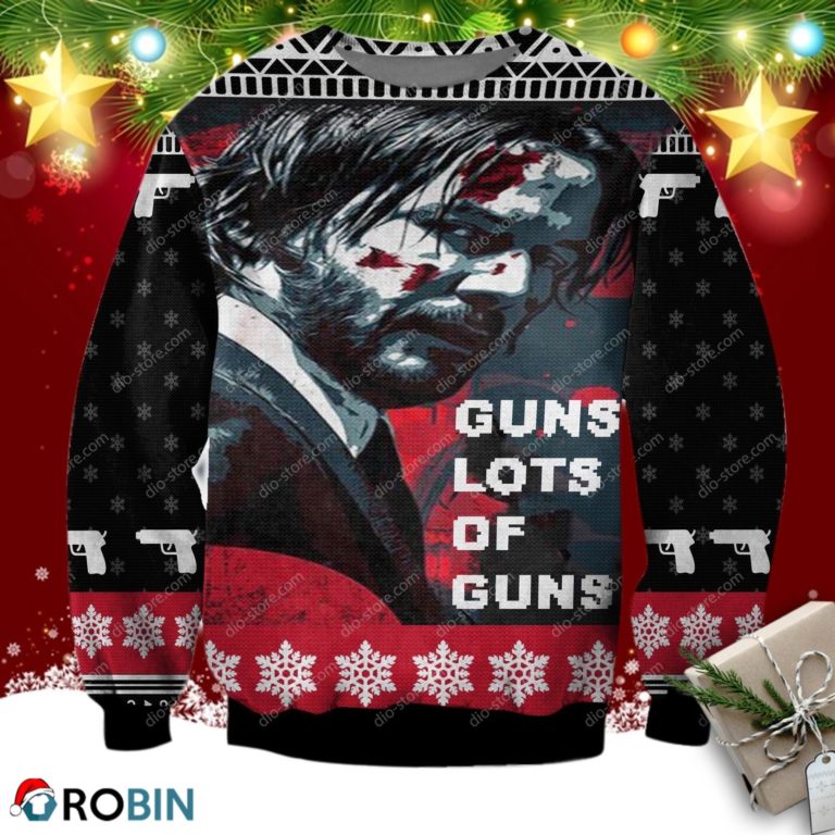 John Wick Guns, Lots Of Guns 3d Print Ugly Sweater