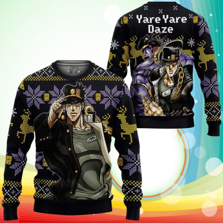 Jotaro Kujo Ugly Christmas Sweater Yare Yare Daze JoJo’s Anime Xmas Gifts