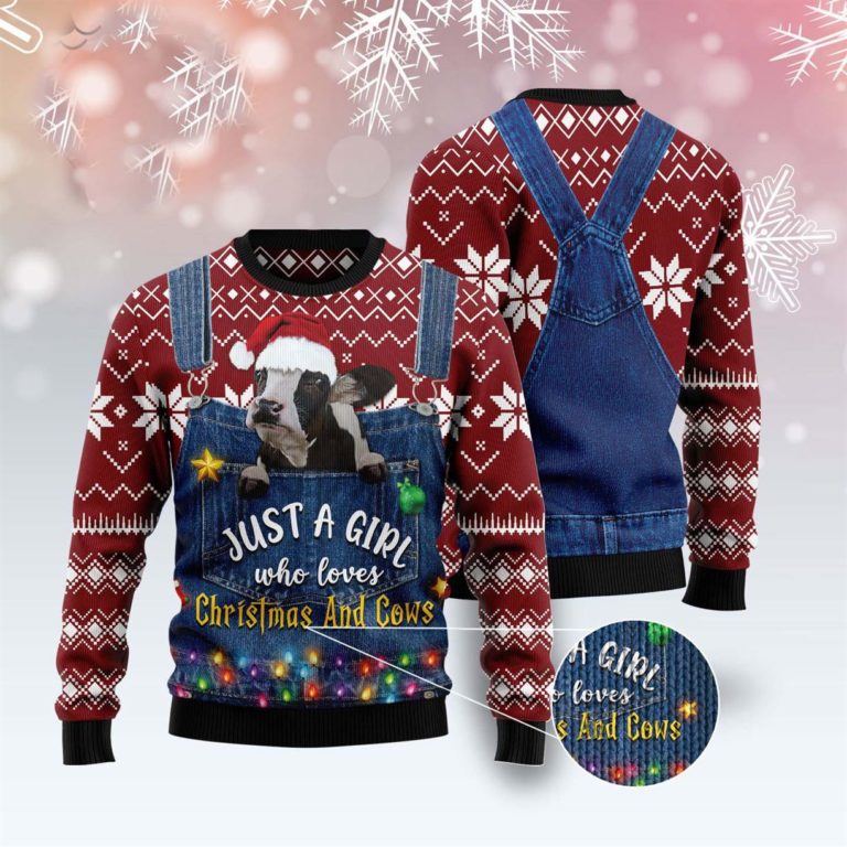 Just A Girl Who Loves Christmas And Cows Ugly Sweater