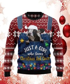 Just A Girl Who Loves Christmas And Cows Ugly Sweater Just A Girl Who Loves Christmas And Cows Ugly Sweater