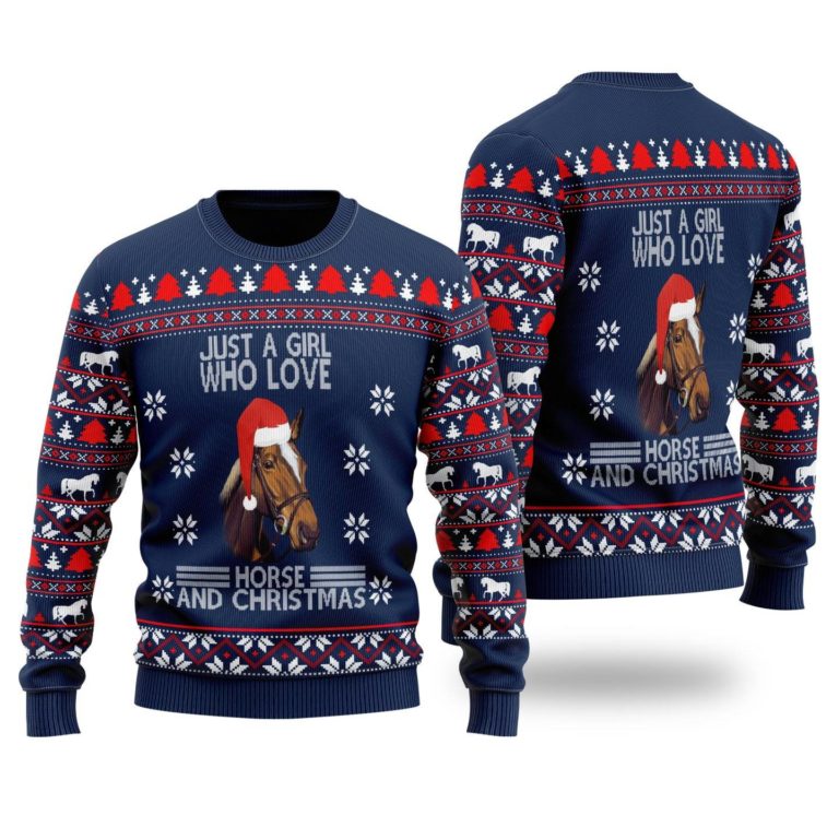 Just A Girl Who Loves Christmas And Horse Ugly Christmas Sweatshirt