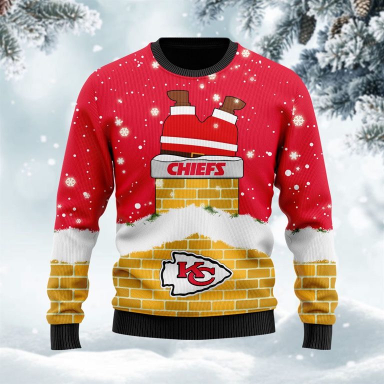 Kansas City Chiefs Football Santa Claus 3D Ugly Christmas Sweater