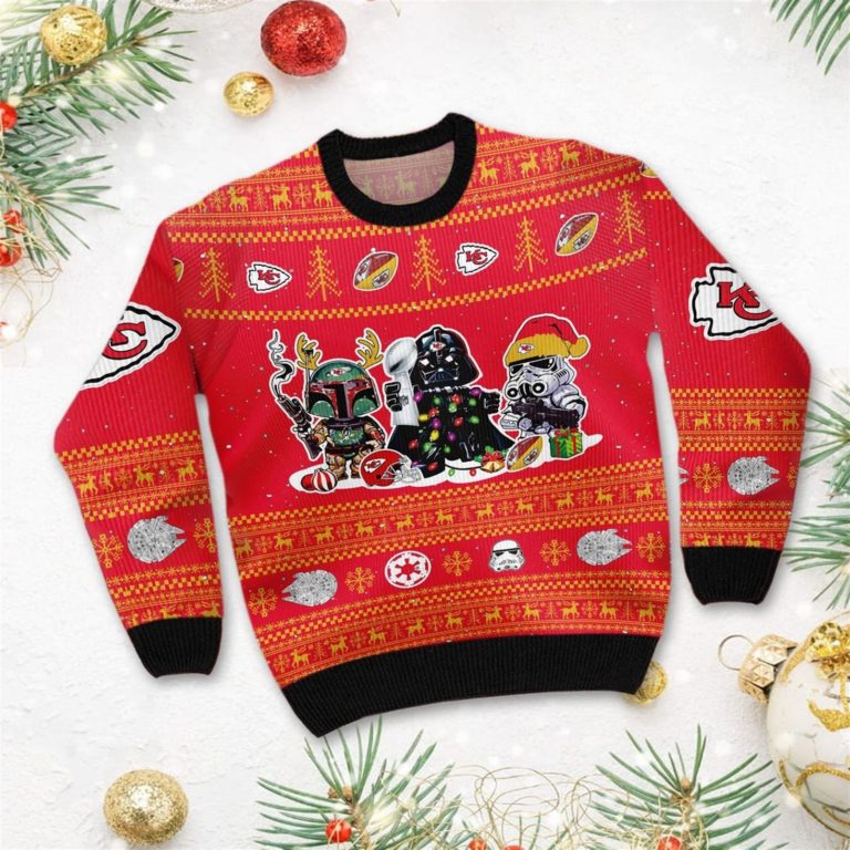 Kansas City Chiefs Star Wars Ugly Christmas Sweater Darth Vader Boba Fett Stormtrooper