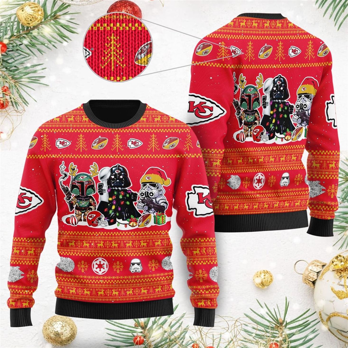Kansas City Chiefs Star Wars Ugly Christmas Sweater Darth Vader Boba ...