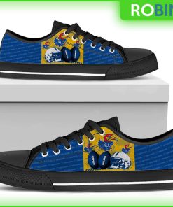 Kansas Jayhawks NCAA Football Helmet Low Top Canvas Shoes Kansas Jayhawks NCAA Football Helmet Low Top Canvas Shoes