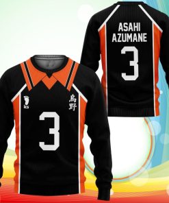 Karasuno Asahi Azumane Uniform Sweatshirt Num 3 Haikyuu Anime Jacket