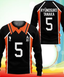 Karasuno Ryunosuke Tanaka Uniform Sweatshirt Num 5 Haikyuu Anime Jacket