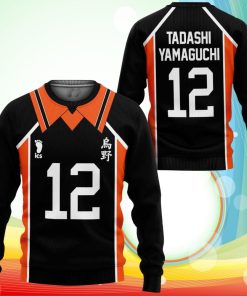 Karasuno Tadashi Yamaguchi Uniform Sweatshirt Num 12 Haikyuu Anime Jacket