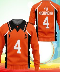 Karasuno Yu Nishinoya Uniform Sweatshirt Num 4 Haikyuu Anime Jacket
