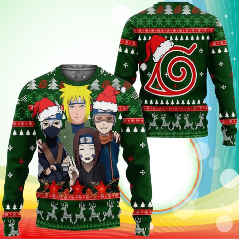 Konoha Team Minato Ugly Christmas Sweater Naruto Anime Xmas Gifts