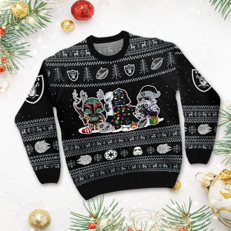 Las Vegas Raiders Star Wars Christmas Ugly Sweater Darth Vader Boba Fett Stormtrooper RBSWEATSHIRT511