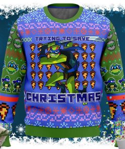 Leonardo Rise of the Teenage Mutant Ninja Turtles Ugly Christmas Sweater