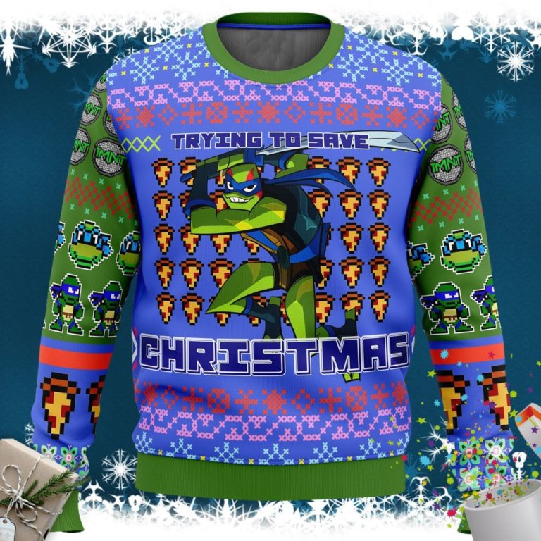 Leonardo Rise of the Teenage Mutant Ninja Turtles Ugly Christmas Sweater