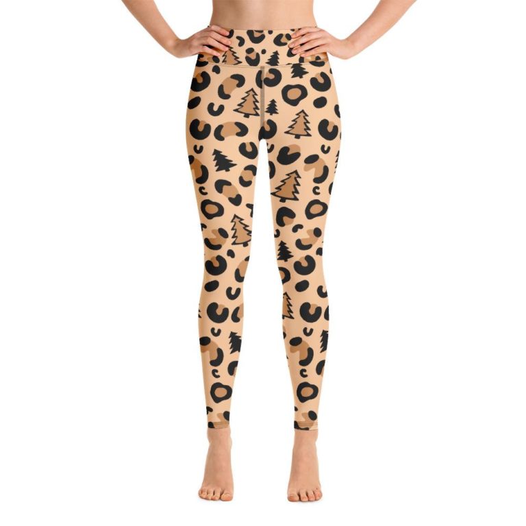 Leopard Christmas Tree Yoga Leggings Women