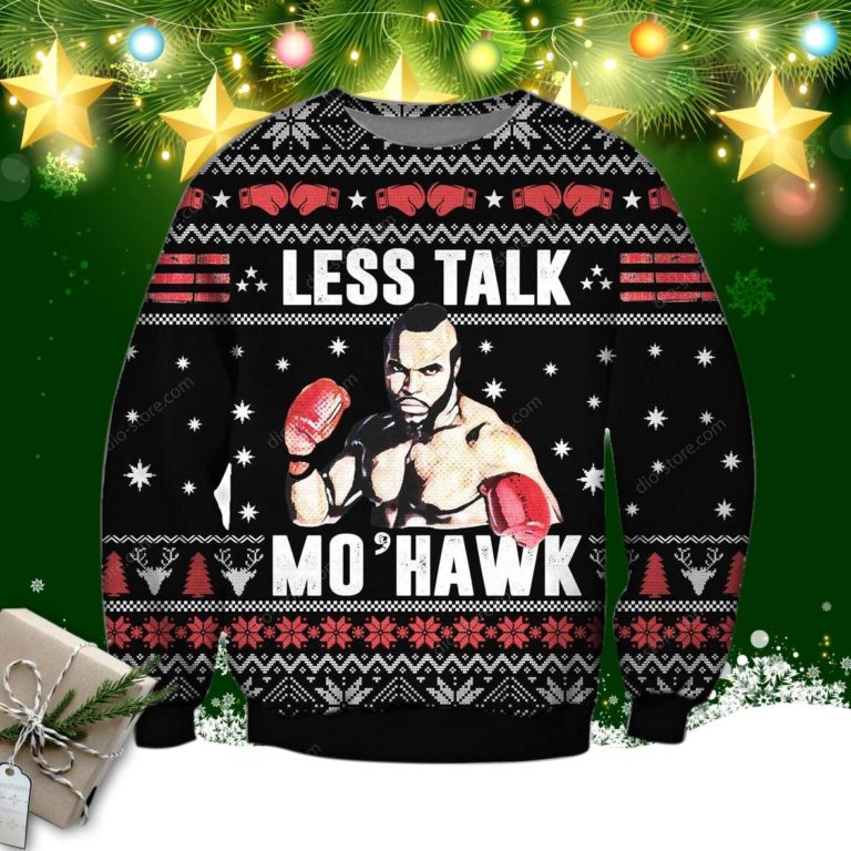Less Talk More Mohawk Knitting Pattern 3d Print Ugly Christmas Sweater