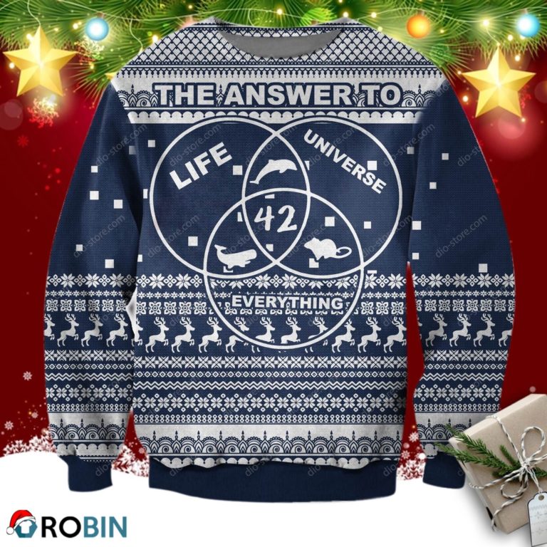 Life, The Universe And Everything 3d Print Ugly Christmas Sweatshirt