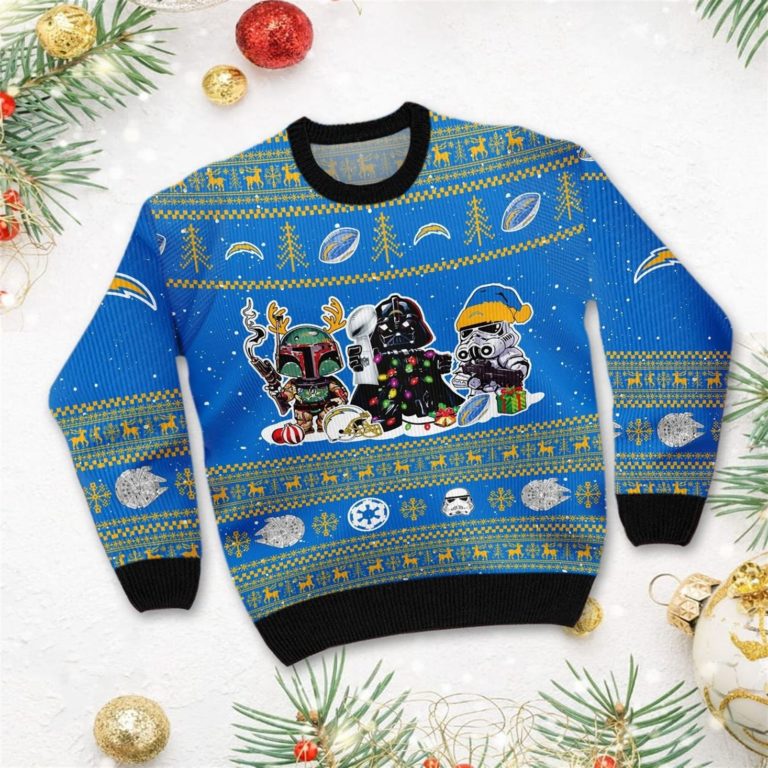 Los Angeles Chargers Star Wars Ugly Christmas Sweater Darth Vader Boba Fett Stormtrooper